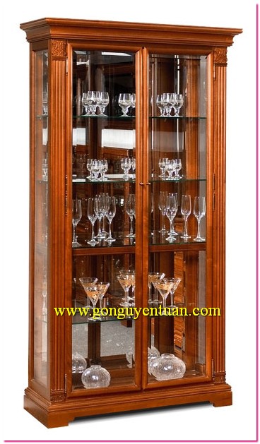Tủ rượu kính gỗ xoan đào